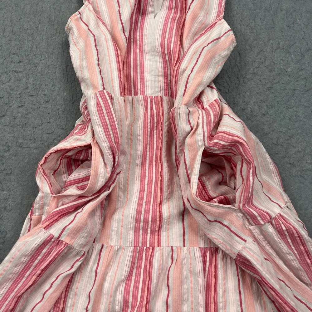 J Jill Dress Women's XL Pink Striped Sleeveless Lined Tiered Lined Maxi Boho - Picture 8 of 10